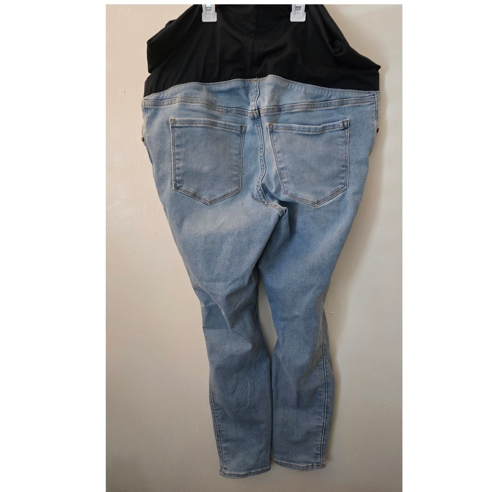 Old Navy Maternity Skinny Jeans Light Wash Distressed Rollover Panel Size 16 - Picture 3 of 8